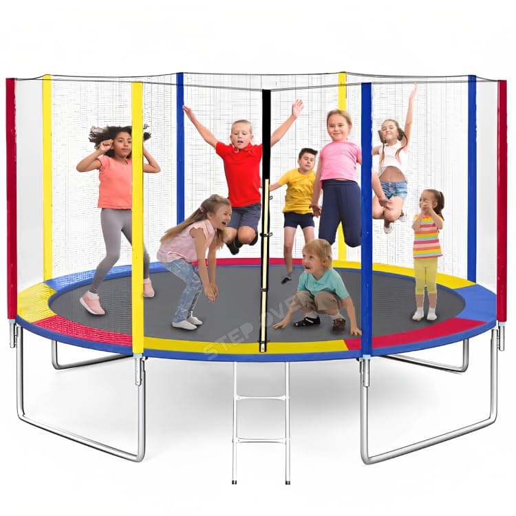 STEP OVER 6FT,8FT,10FT,12FT, 14FT, 16FT Trampoline (10FEET) for Kids |Adults || Indoor |Outdoor (Supports Upto 185kgs)||Enclosure net and Poles Safety Pad Jumping Mat ||Heavy Duty||2026 Edition
