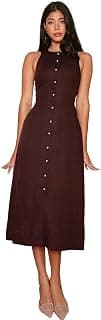 Aahwan Casual Cotton French Style Front Button Sleeveless Dress for Women's & Girl's