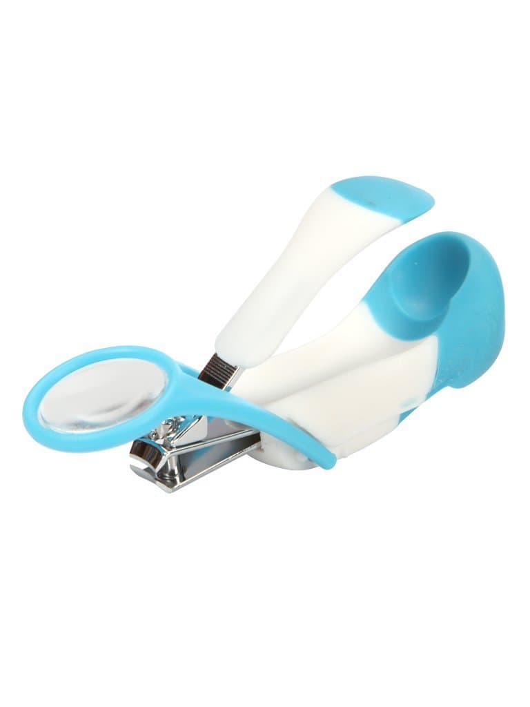 Mee Mee Baby Nail Clipper with Magnifier Zoom Lens, Safety Nail Cutter for New Born Babies Infant Toddler (Single Pack - With Magnifier, White/Blue)