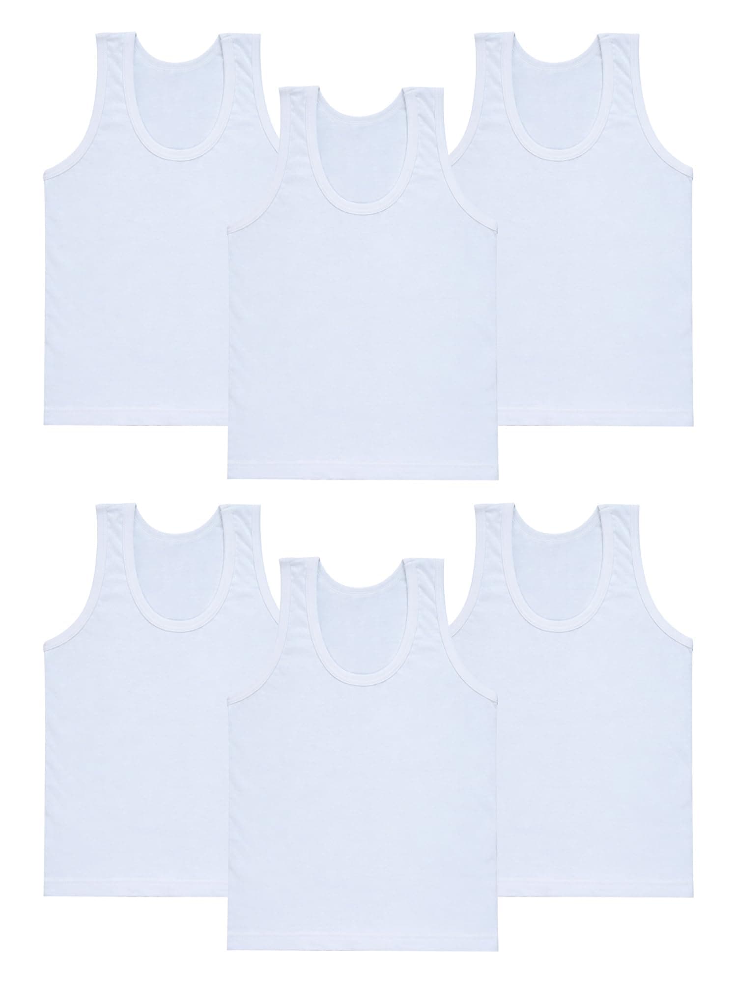 BODYCARE Kids Boy's Regular Fit Plain Vest | 100% Cotton| Skin Friendly | U- Neck | Lightweight | Sleeveless Design | White Colour | Pack of 6…