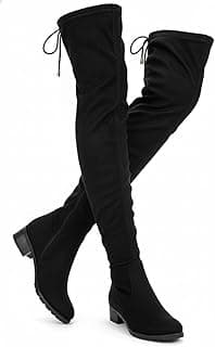JM LOOKS Women's Over The Knee High Boots Suede Thigh High Boot Flat Heels Opening Shoes with Loop