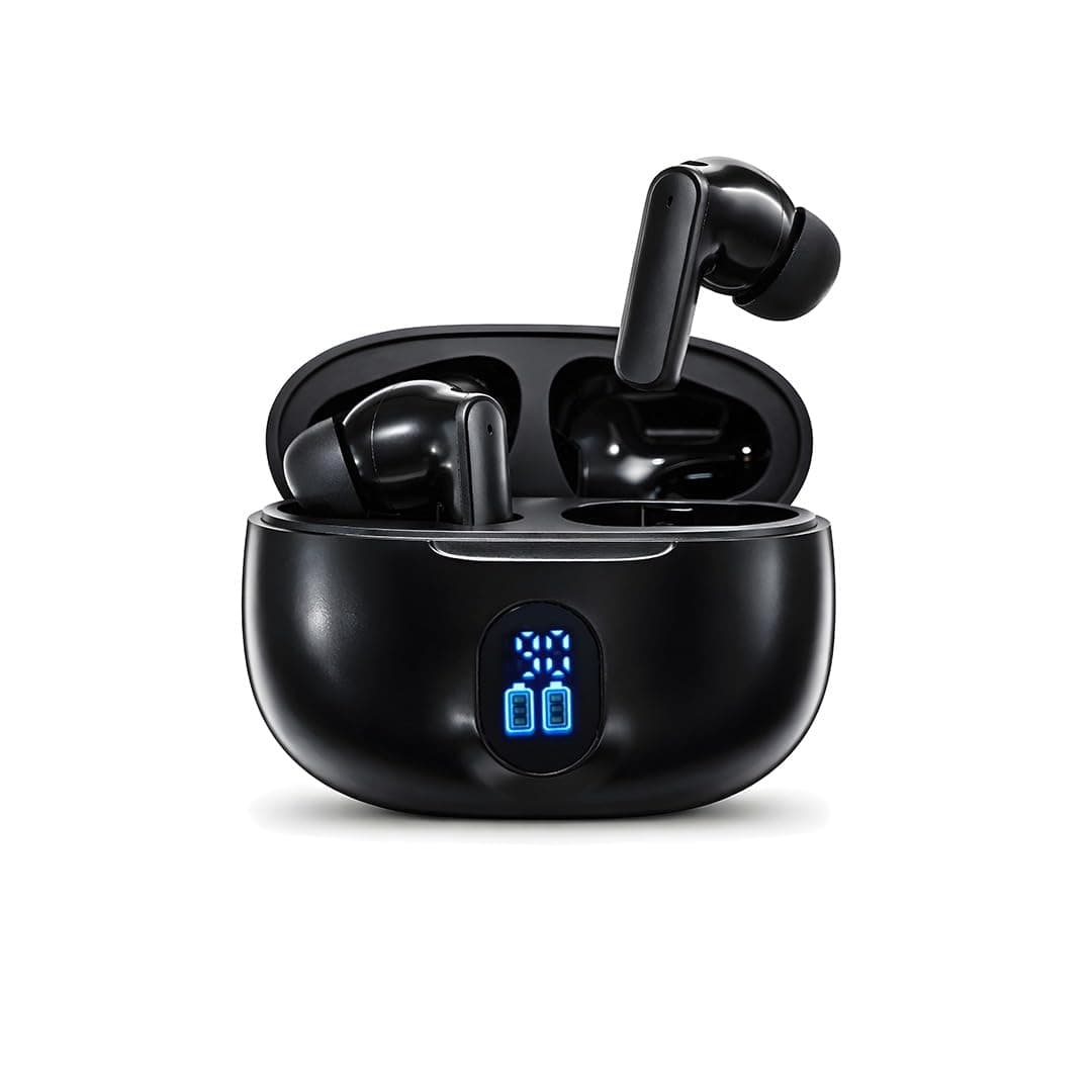 Vynk TWS Bluetooth 5.3 Earbuds, 25H Total Playtime, LED Battery Display, Type-C Fast Charging, IPX5 Water Resistance, Touch Controls, Voice Assistant Support, Wireless Earphones with Mic