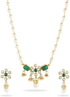 Rubans Necklace Set Gold Plated Traditional Stylish Floral Theme Jewellery Gift for Women & Girls