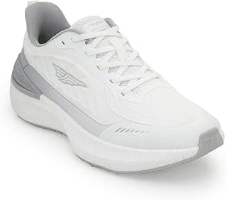 Red Tape Men's Sneakers White Grey Textile Round Toe Lace-Up