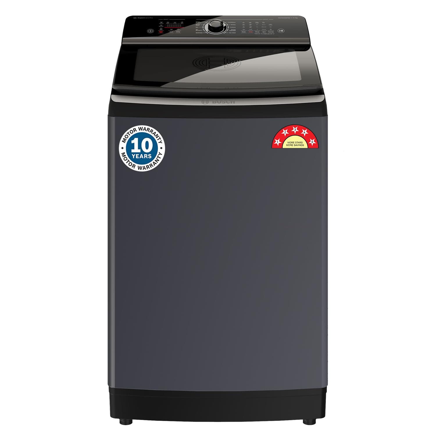 Bosch 11 KG 5 Star Fully Automatic Top Loading Washing Machine(Glass Lid, Smart Program,Tempered Glass with Soft Closing Lid,Unique display with knob control,Dark Lake,(WOI115B0IN)