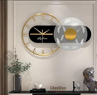 Art House Designer Wall Clock (Grey) for Home Offices (Feather) 37 * 21 inch (powdercoated and Lacquered to Ensure rustfree and no Fading Color)