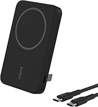 Belkin Qi2 Wireless Power Bank 15W 5000 mAh | MagSafe Charger w/Built-in Pop-up Kickstand | Compatible w/iPhone 17, Air, Pro, Pro Max, Google Pixel 10, etc. | Black
