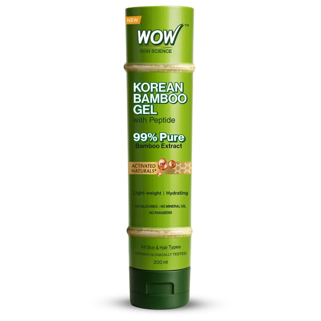 WOW Skin Science Korean Bamboo Gel with Peptide | 99% Pure Bamboo Extract | Lightweight Hydration for Skin & Hair | No Silicones, Parabens or Mineral Oil | All Skin & Hair Types | 200ml