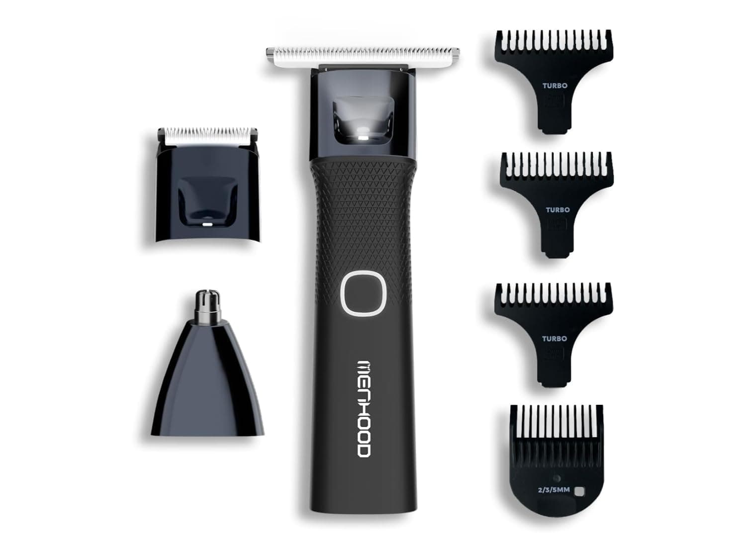 MENHOOD Trimmer Ultra 3-in-1 Beard Body Groin Nose Ear Trimmer for Men IPX7 Waterproof Ceramic Blade 7000 RPM USB-C Fast Charging 180 Min Runtime Manscaping Kit