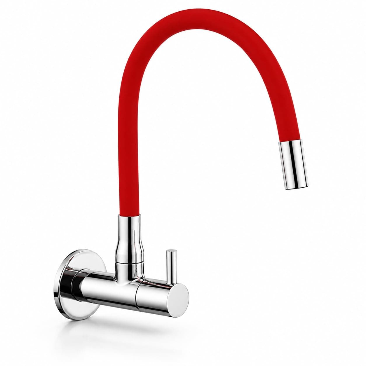 Serene BATHWARE Brass Kitchen Sink Faucet with 360° Flexible Silicone Swivel Spout | Wall Mounted Sink Cock Tap | Dual Flow Foam & Shower Mode | Chrome Finish | Splash Resistant Tap