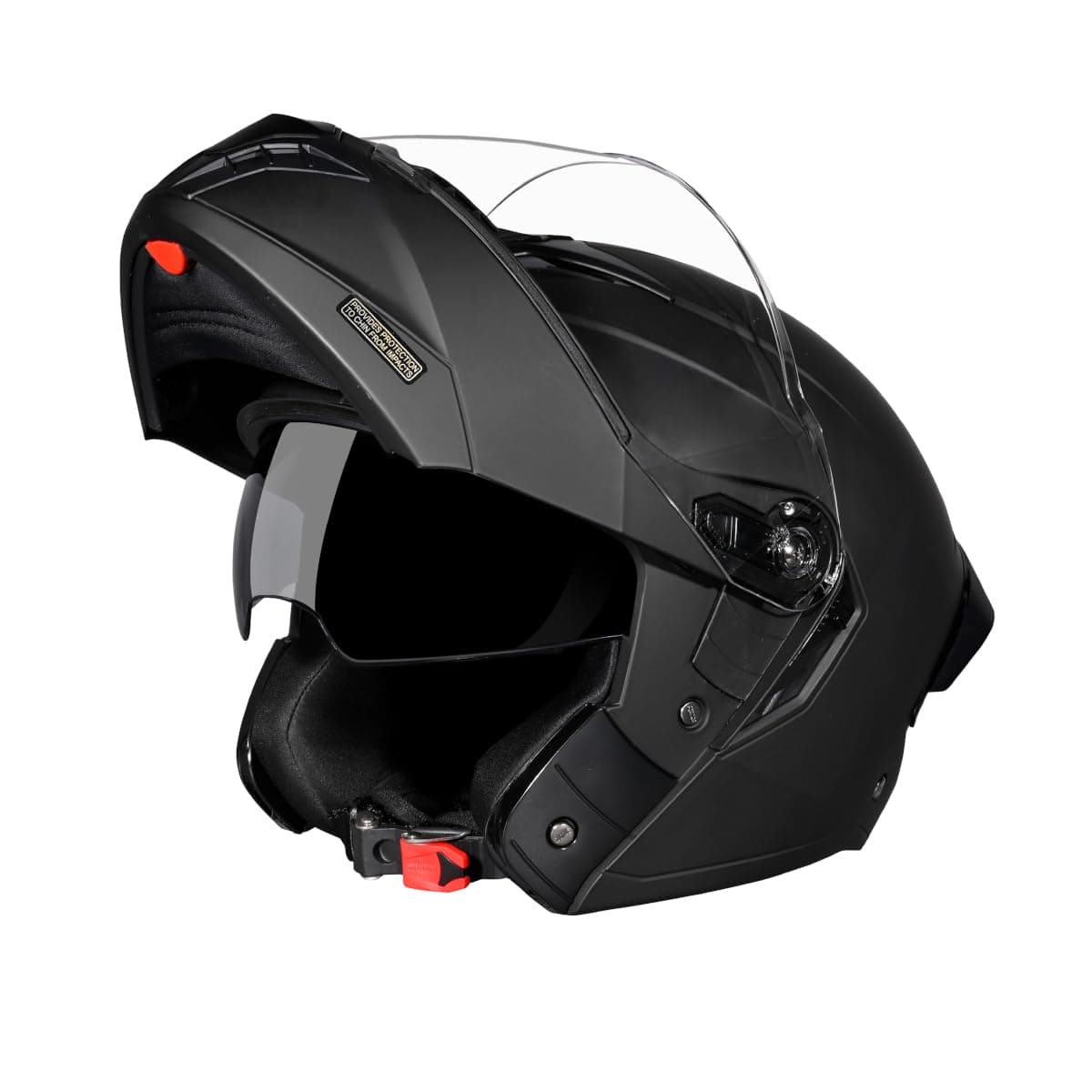 STUDDS Trooper ISI and DOT Certified Matt Finish Flip-up Full Face Helmet for Men and Women with Inner Sun Visor (Matt Black M)