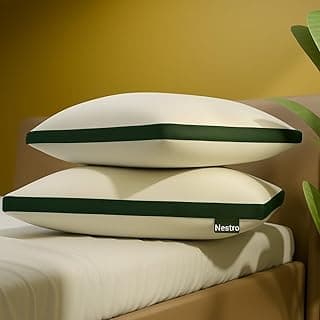 Nestro Premium Set of 2 Gusset Pillow for Sleeping, Soft and Luxury Queen Size Bed White Microfiber Pillows |Neck Support, Machine Washable