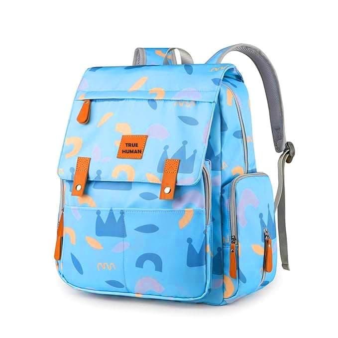 TRUE HUMAN Multipurpose waterproof fabric Diaper Bag bagpack maternity bag new born baby bag nappy bag mothers bag baby shower gift with insulated bottle pockets