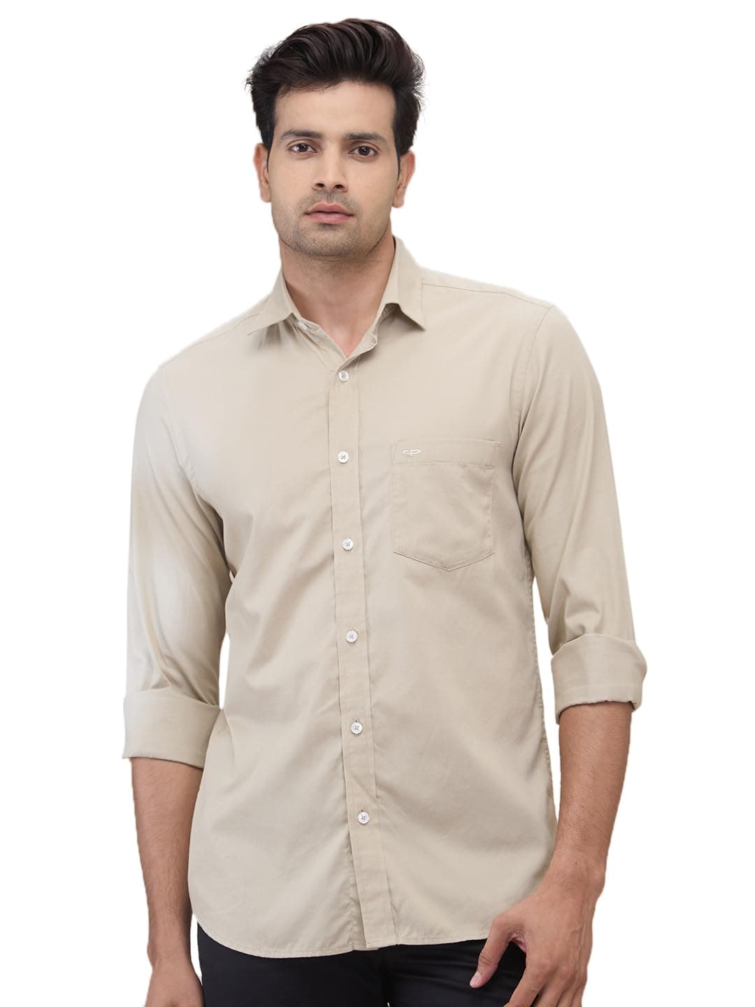 Colorplus Men Regular Fit Plain Pattern Pure Cotton Plain Collar Full Sleeve Casual Shirt