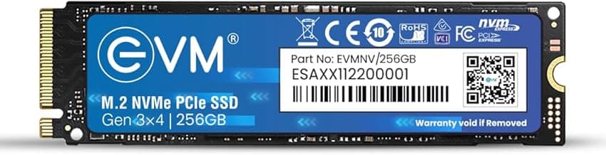 EVM 256GB NVMe M.2 SSD 2280 | PCIe Gen 3x4 Internal SSD | Up to 3000MB/s Read 2000MB/s Write | High Speed Storage for Laptop Desktop Gaming | 5 Year Warranty (EVMNV-256GB)