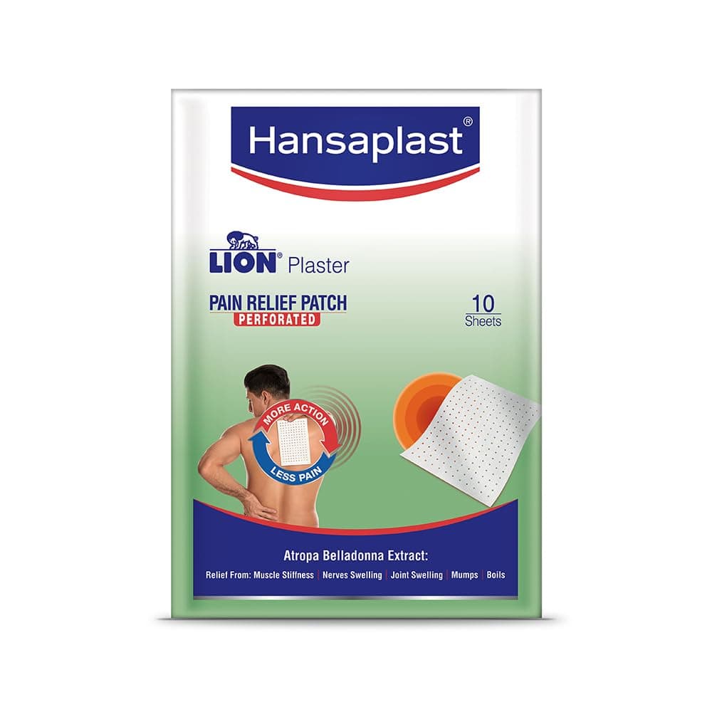 Hansaplast Ayurvedic Pain Relief Patch for Back, Joint & Muscle Pain | Sustained Heat | Odor-Free & Non-Messy | Natural Atropa Belladonna Extract