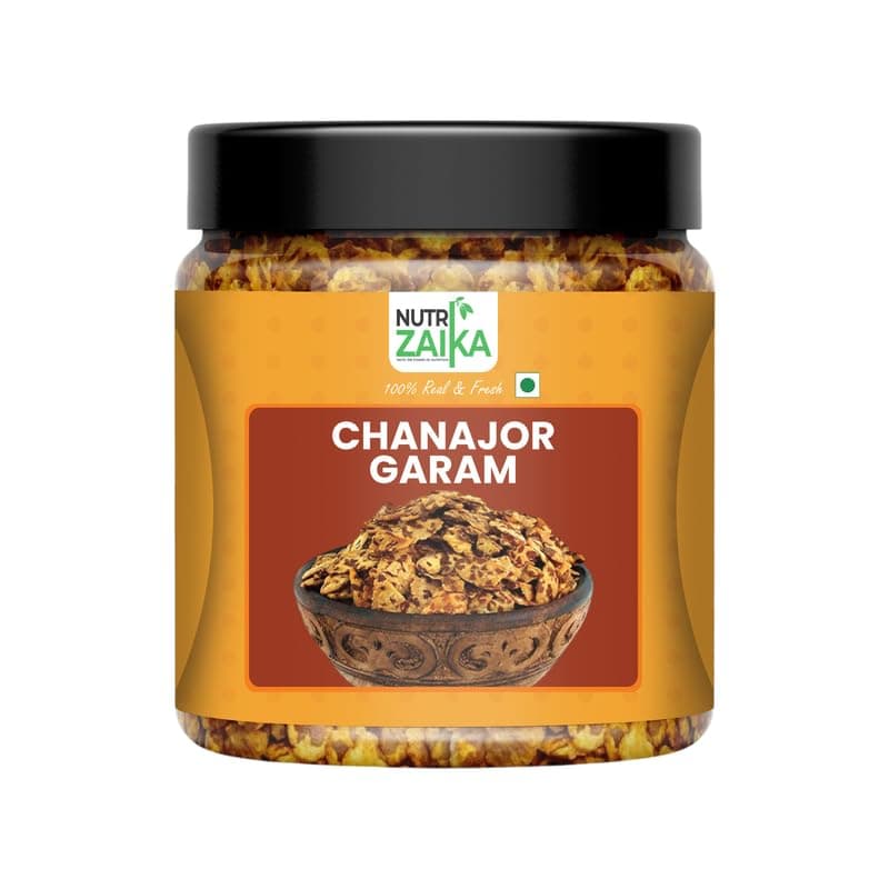 NUTRIZAIKA Chana Jor Garam | Spicy & Crunchy Roasted Chana Snack | High Protein & Fiber | Traditional Indian Namkeen |500gm