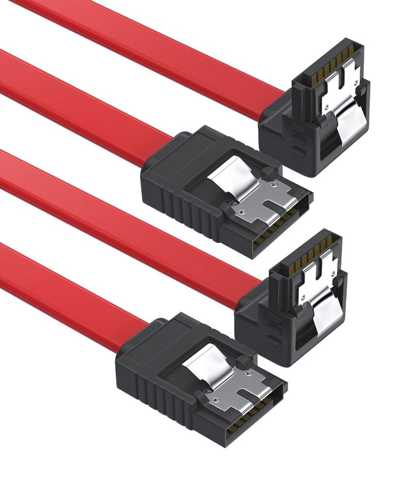 ETZIN SATA Cable III 6Gbps Straight HDD SDD Data Cable With Locking Latch 16 Inches Personalcomputer (RED-90D, 2)