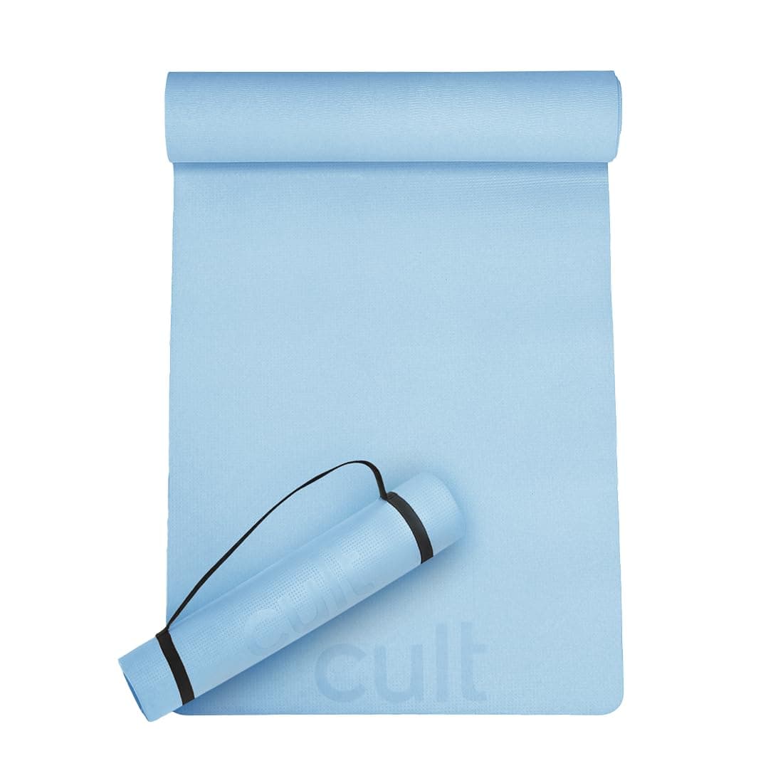 Cult Yoga Mat 4mm EVA with Carry Strap – Lightweight, Non-Slip, Cushioned & Sweat-Resistant Exercise Mat – Eco-Friendly Workout Mat for Yoga, Pilates, Meditation & Home Gym – Blue