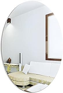 Oval Shape Adhesive Mirror Sticker for Wall on Tiles Bedroom Living Room Basin Mirror Bathroom Wall Mirror Both Side Sticker Acrylic Wall Mirror (1)