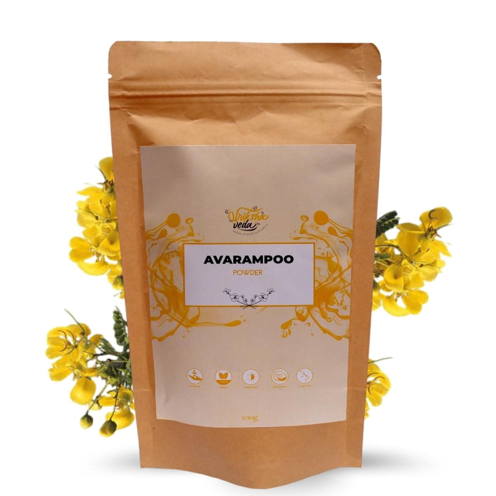 Vriksha Veda Organic Avarampoo Flower Powder for Face, Body and Hair I Senna Auriculata I 100 gms