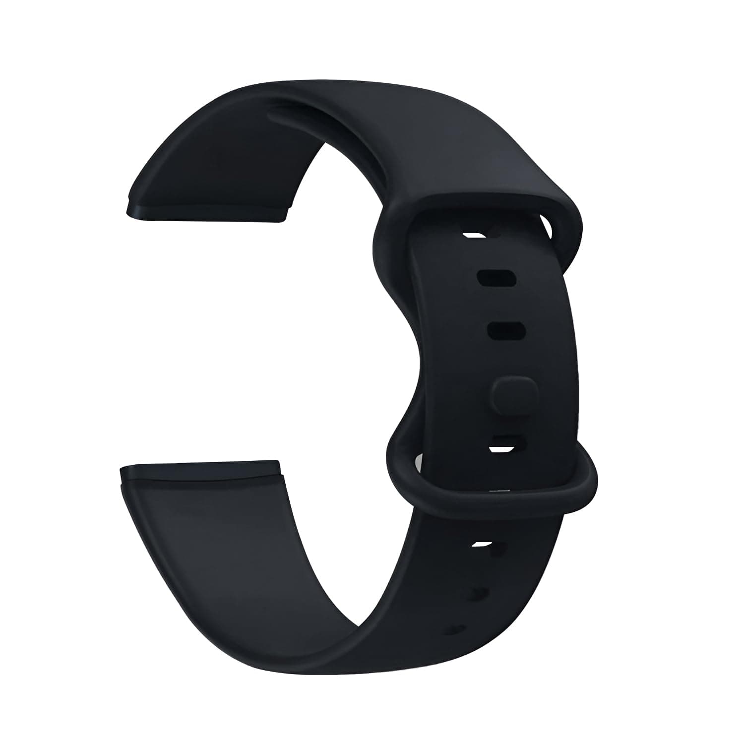 HUMBLE Soft Silicone Double Loop Strap Comes with Secure Button Lock Compatible for Fitbit Versa 3/ Fitbit Sense Band, Flexible Waterproof Sport Watch Strap_Black