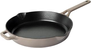 Meyer Enamel Cast Iron Frypan | Cast Iron Frying Pan | Cast Iron Skillet | Iron Pan for Cooking | Emamel Cast Iron Cookware | Fry Pan Gas and Induction Suitable, 26cm, Grey