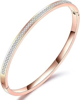 Shining Diva Fashion Anti Tarnish Jewellery | 18K Gold Plated Stainless Steel Openable Crystal Bracelet | Latest Stylish Cuff Bangle | Love Friendship Couples Gifts for Women Girls Mother Sister Wife Girlfriend