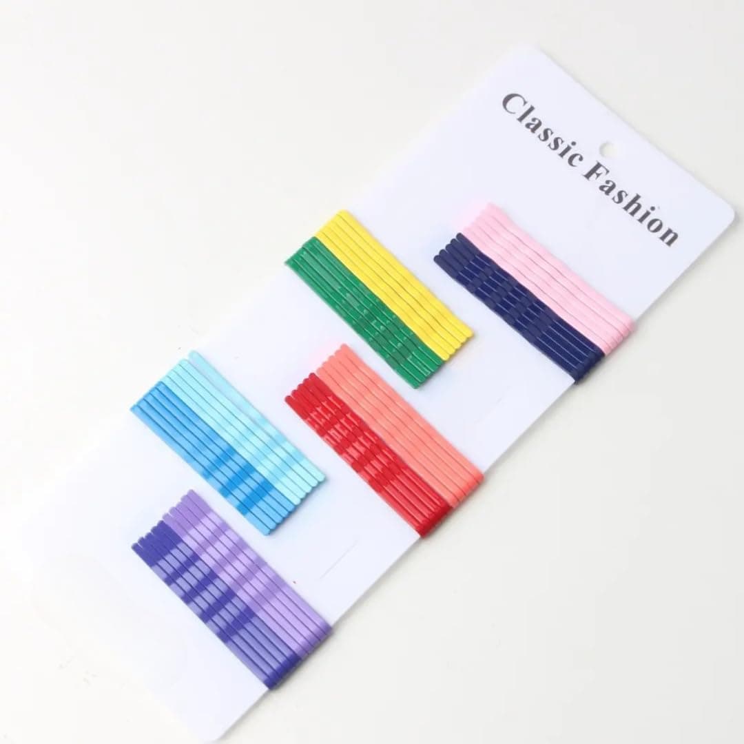 Giggles Boo 50 Pcs Multicolour Bobby Pins Set | Pastel Rainbow Metal Hair Pins for Girls & Women | Strong Grip Styling Pins for Daily Use | Non-Slip Hair Accessories