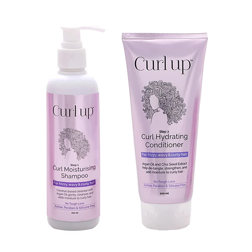 Curl Up Hair Wash Combo with Curly Hair Shampoo And Conditioner | For Dry Frizzy, Wavy & Curly Hair | Sulphate Paraben And Silicone Free - 200ml each (Combo of 2)