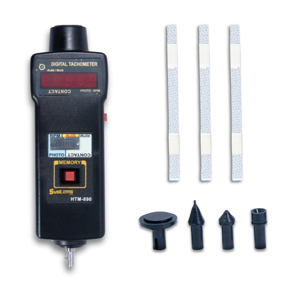 HTM-890 2-in-1 Contact cum Non Contact Digital Tachometer (HTM-890 Tachometer + Reflective Tapes + Rubber Tips)