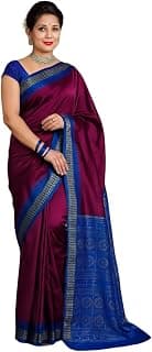Sijileen Sambalpuri Papasilk Plain Temple border woven design Bomkai Saree with attached blouse piece