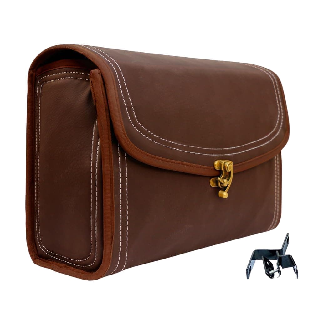 THE BIKERZ Faux Leather Side Bag for Motorcycle | Universal Saddle Bag/Side Bag for All Bikes Travel Luggage Carrier Storage Pouch for Bullet, Cruiser, Sports & Commuter Bikes | Brown