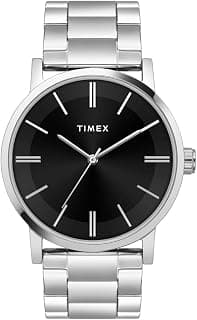 TIMEX TIMEX Analog Watch for Man with Black Round Dial & Silver Stainless Steel Bracelet Band Water Resistant Men's Wrist Watches - TWHG35SMU07