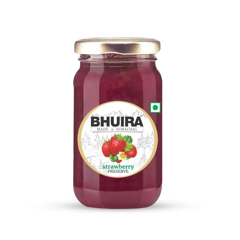 Bhuira Strawberry Preserve - 470g | All Natural Jam - No Added Preservatives, Artificial Colors | Handmade Himachal Vegan Spread | Breakfast Dessert | Healthy Snack | Guilt-Free