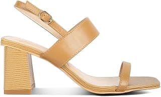 London Rag Women's Kirk Block Heel Sandals - Comfortable Elasticated Gussets for Perfect Fit, Elegant Lightweight Chunky Heels, Durable Slip-On Dress Shoes for Office, Party & Casual Wear