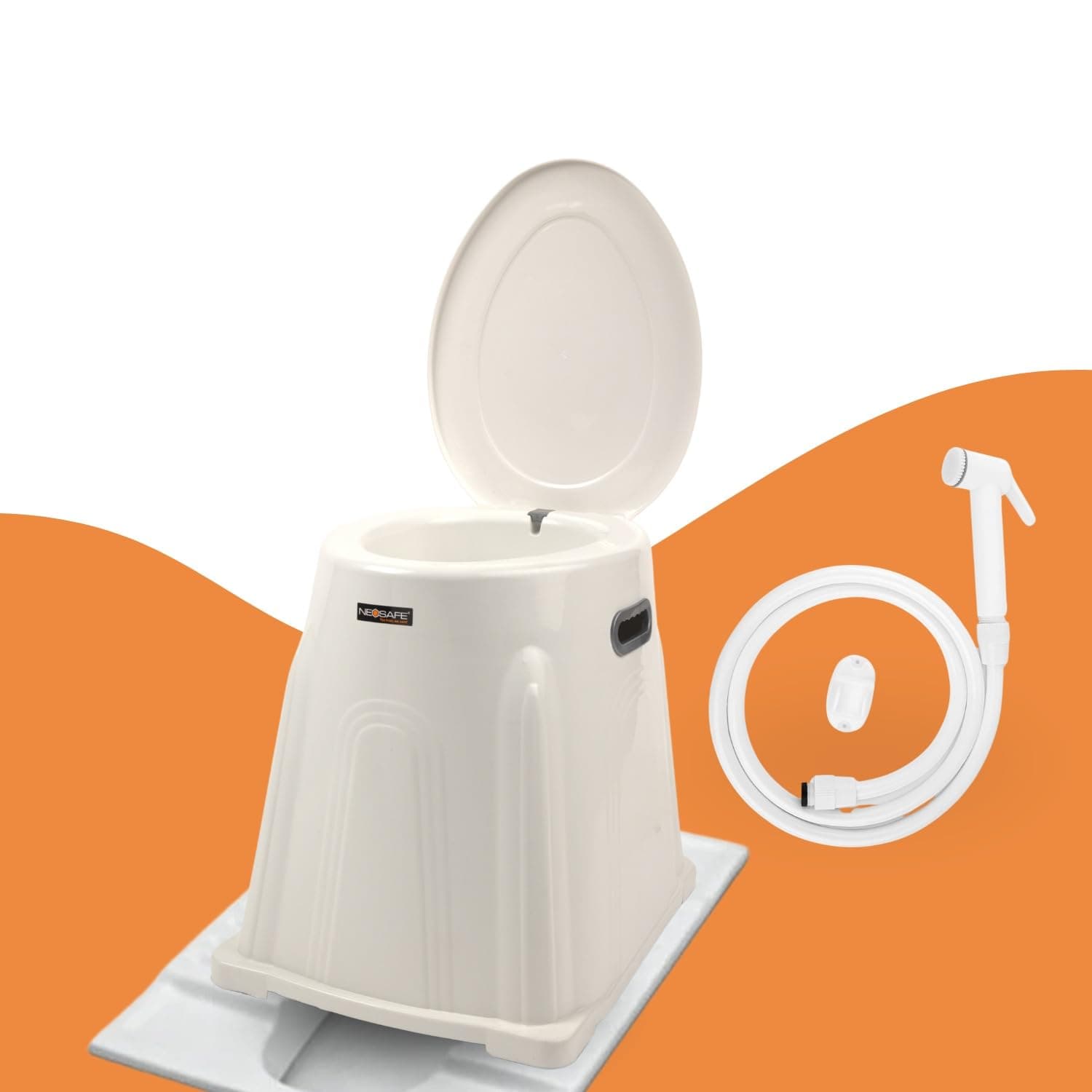 NEOSAFE indian Toilet to Western Toilet Convert, With Anti Slip Rubber Pad, Toilet Stool Suitable for Knee Patients, Disabled Men & Pregnant Women (White)(100Kg Weight Capacity)