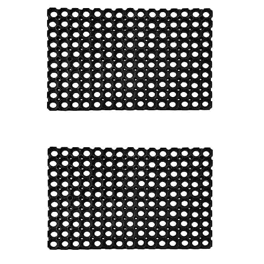 Goodpecker PVC Antislip Rubber Hollow Mat Traps Mud/Dirt for Entrance Home Office Outdoor Black (40x60(Pack of 2))