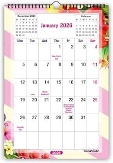 AccuPrints® Wall Calendar 2026 Planner-Size (14 x 20) inch For Office Home Table New Year Hanging Kids (35.5 x 50) cm- (Abstract Wall)