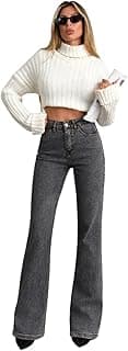 KOTTY Women High Waist Bootcut Jeans Stretch Denim Slim Fit Flare Bottom Casual Jeans