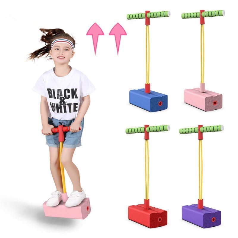 FlairFinds Foam Pogo Jumper for Kids - Fun and Safe Jumping Stick - Pogo Stick for Kids - Pogo Jump Makes Squeaky Sounds - Holds up to 250 lbs - Great Gift for Boys and Girls (Multicolor)