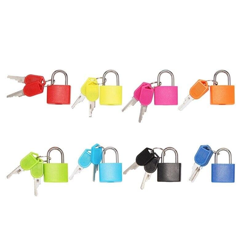 NFI essentials Set of 8 Suitcase Locks, Multicolor Luggage Padlocks Set, Lock with Keys, Small Luggage Locks, Mini Locker, Zipper Lock, Tiny 20mm for School Gym Backpack