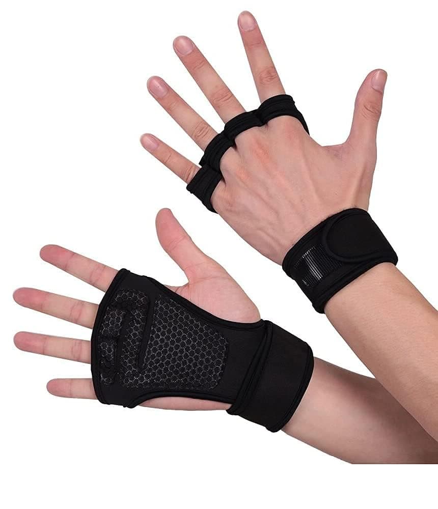 BAGILO Men and Women Gym Workout Gloves Wrist Band Support for Weight Lifting/Exercise/Fitness Training and Workout (L)