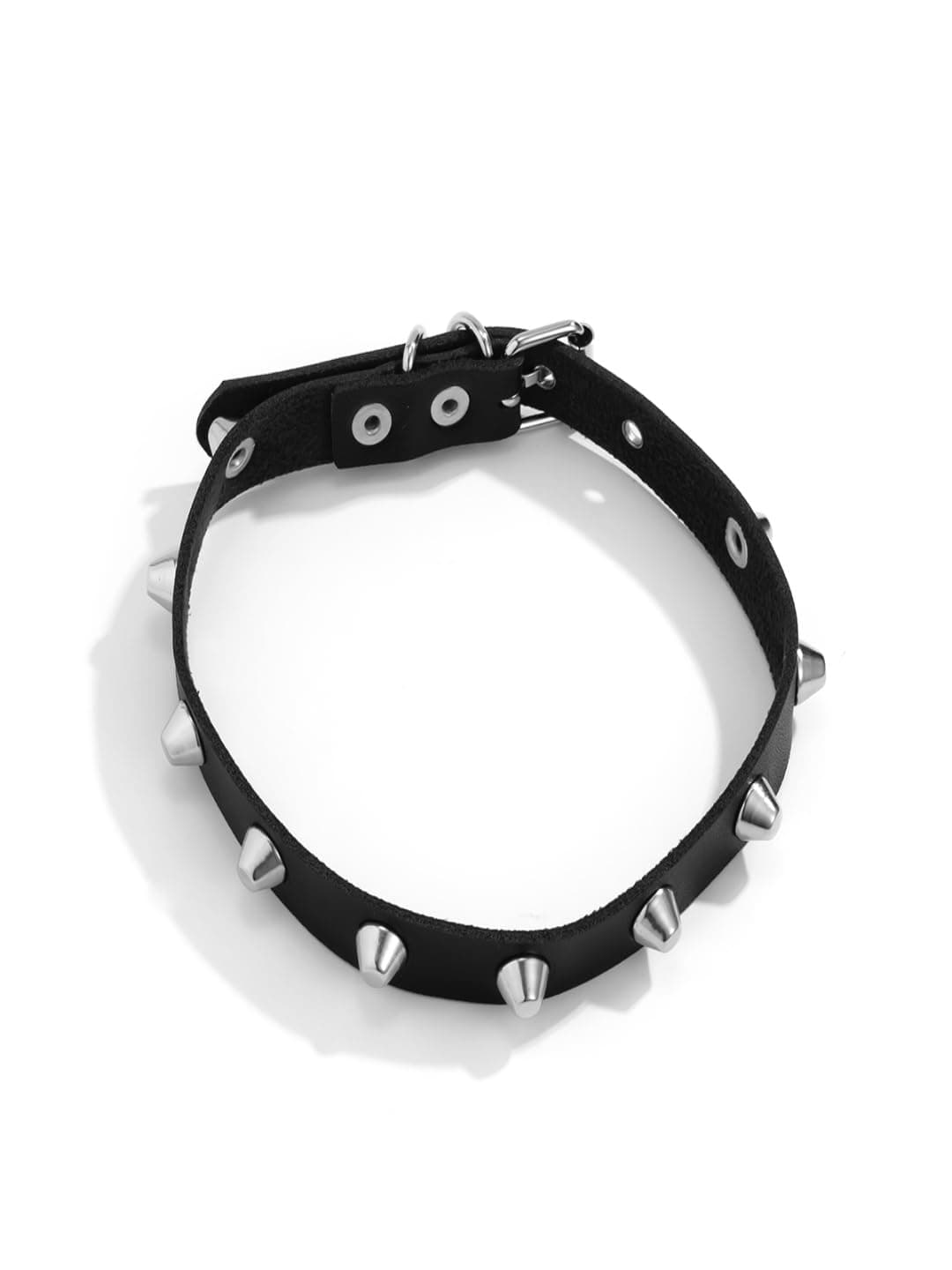 Aaishwarya Black Faux Leather Metal Spike Choker Necklace for Women & Girls | Stylish Party Statement Jewelry