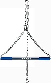 Liffo® Height Increase Stainless Steel Pull Up Bar for ChinUps Hanging Rod for Home/Gym Use for Men Kids Boys Adults Fitted with Heavy Duty Chain/Sangal (Red/Blue, 6FT)