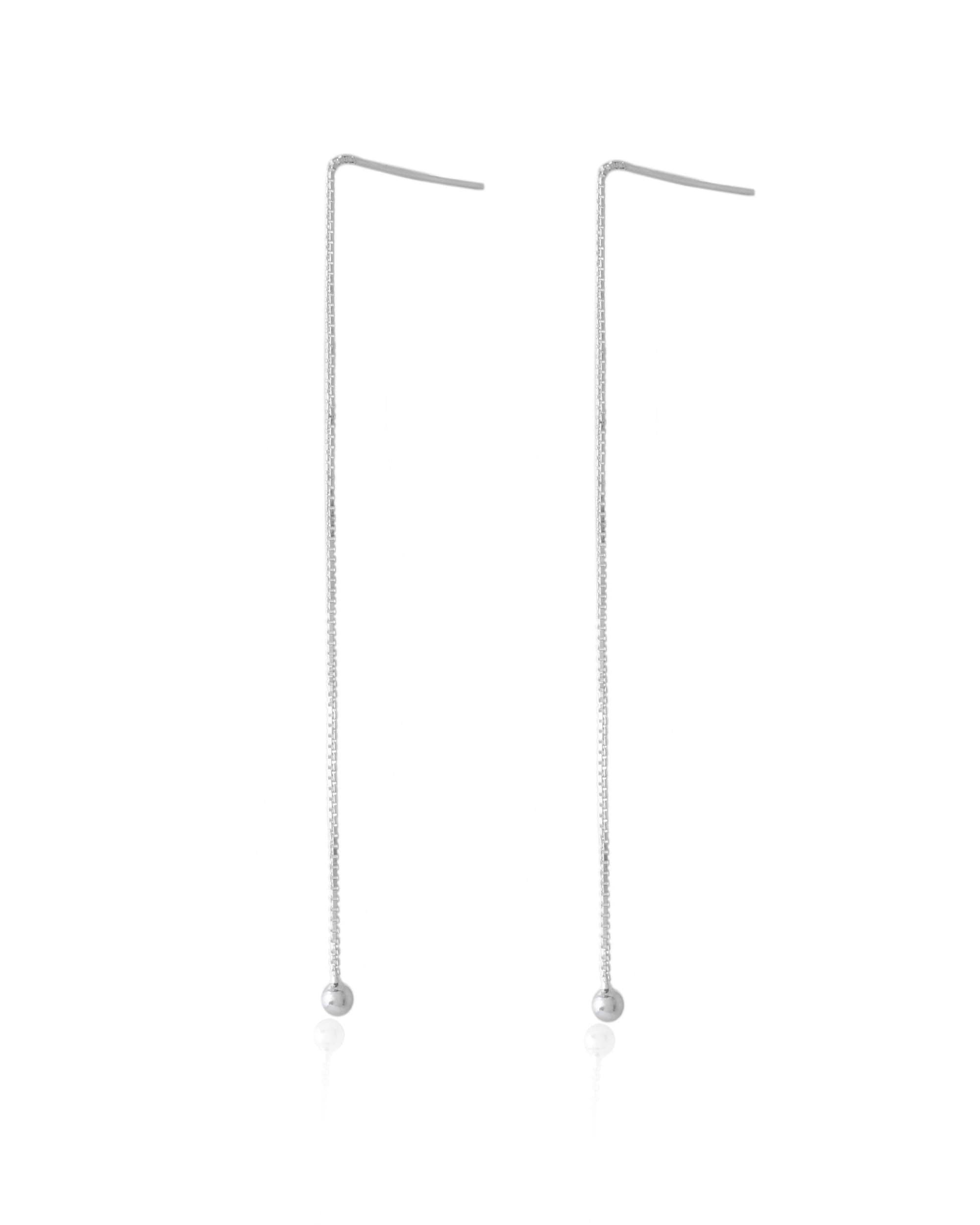 Nemichand Jewels 925 Sterling Silver Threaded Drop Long Chain Ear Line Earrings for Women & Girls