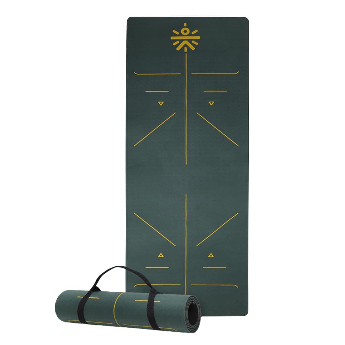 CULT Premium TPE Yoga Mat with Alignment Marks – 6mm Thick Non-Slip Exercise & Pilates Mat for Men & Women, Eco-Friendly, Sweat-Resistant with Carry Strap – Green