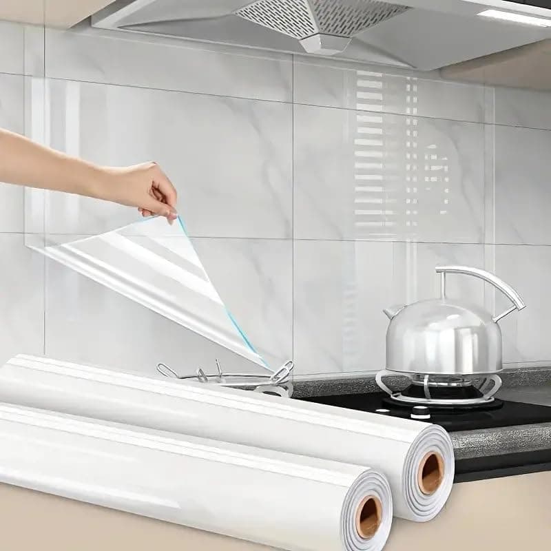 AMAZBIRD Contact Paper, Peel and Stick Clear Wall Protector,Heat-Resistant Trans Shelf Liner Backsplash Protector,Oil-Proof Protective Film Wallpaper,Transparent Kitchen Wall Sticker (12X30 INCH)