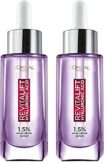 L'Oreal Paris Revitalift Serum, Hydrating and Plumping, With 1.5% Hyaluronic Acid, 30ml & Revitalift Serum, Hydrating and Plumping, With 1.5% Hyaluronic Acid, 15ml