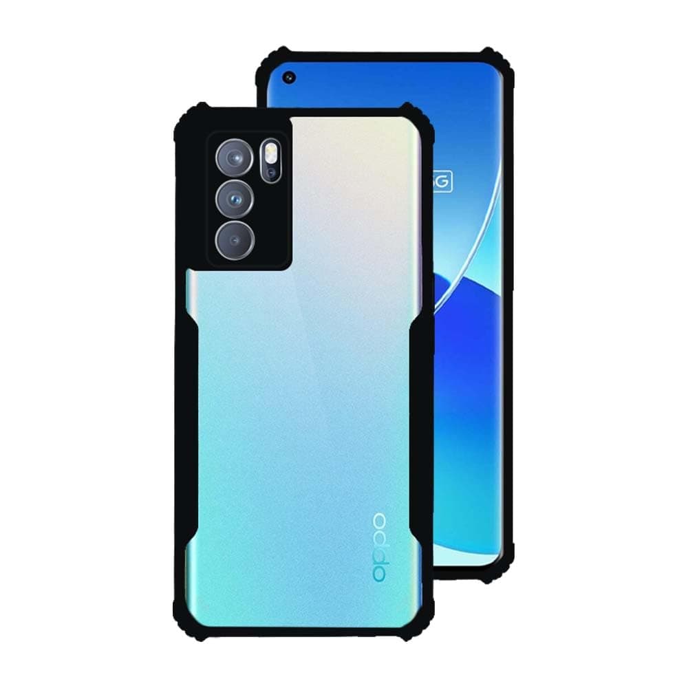 7SEVEN® Ipacky Back Cover for Oppo Reno 6 Pro 5G Mobile Back Case Shock Proof Design Camera Edges Protection Crystal Clear Phone Case Precise Cutouts Matte Black Soft Bumper Phone Cover